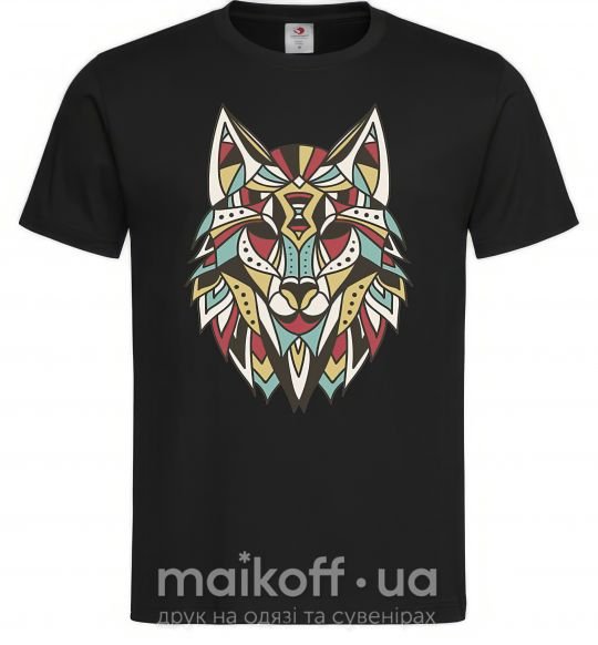 Мужская футболка Multicolor wolf Черный фото