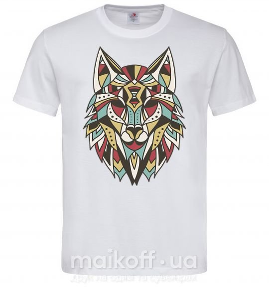 Мужская футболка Multicolor wolf Белый фото