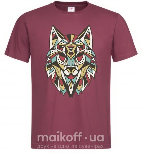 Мужская футболка Multicolor wolf Бордовый фото