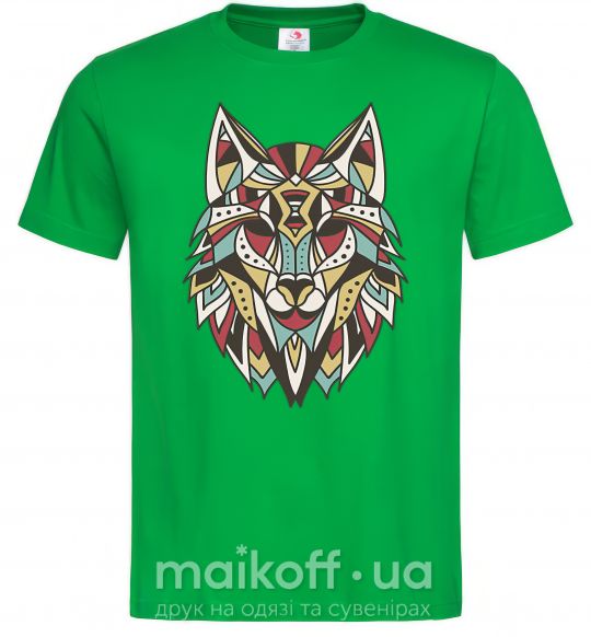 Мужская футболка Multicolor wolf Зеленый фото