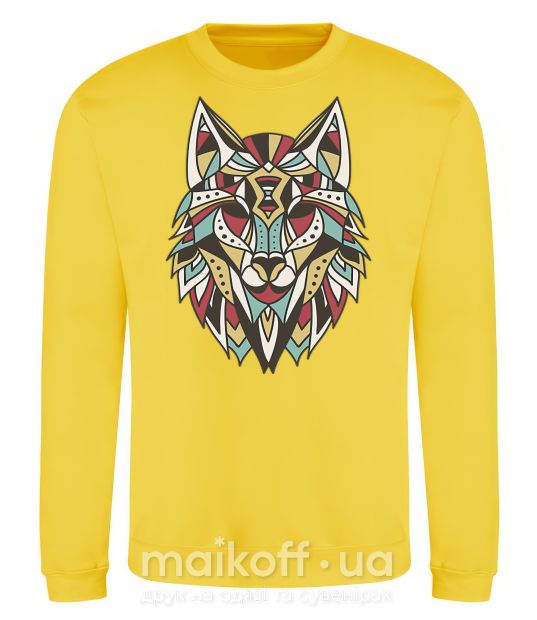 Світшот Multicolor wolf Сонячно жовтий фото