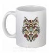 Чашка керамическая Multicolor wolf Белый фото