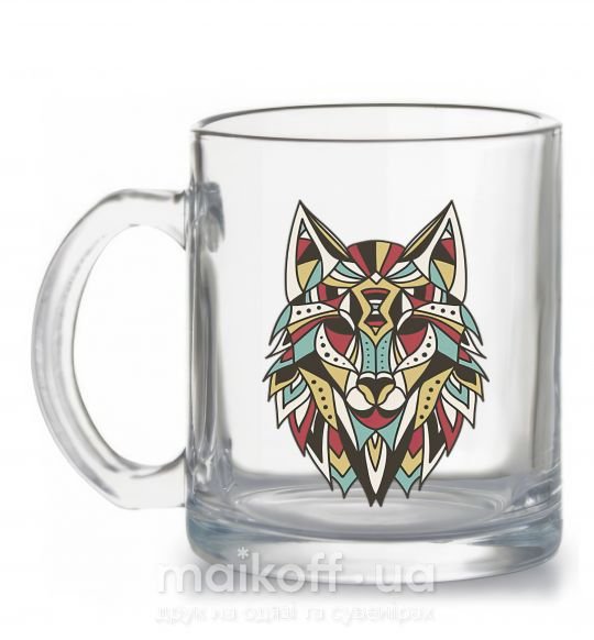 Чашка стеклянная Multicolor wolf Прозрачный фото