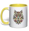 Чашка с цветной ручкой Multicolor wolf Солнечно желтый фото