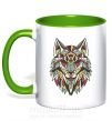 Чашка с цветной ручкой Multicolor wolf Зеленый фото