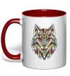 Чашка с цветной ручкой Multicolor wolf Красный фото