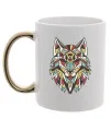 Чашка с цветной ручкой Multicolor wolf Золото фото