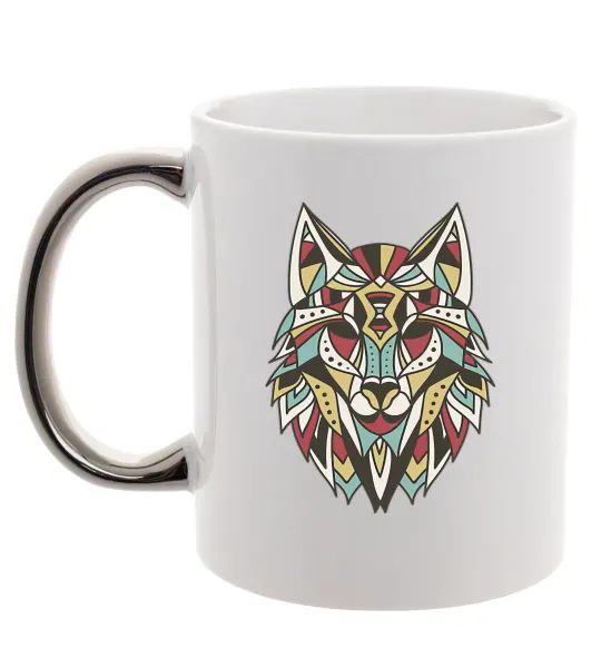 Чашка с цветной ручкой Multicolor wolf Серебро фото