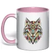 Чашка с цветной ручкой Multicolor wolf Нежно розовый фото
