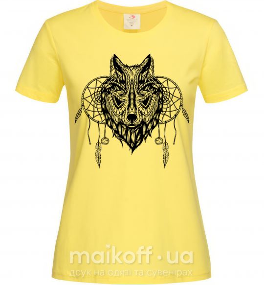 Женская футболка Индианский волк Лимонный фото