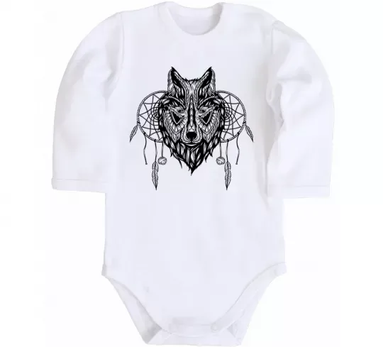 Детский боди Індіанський вовк Белый фото