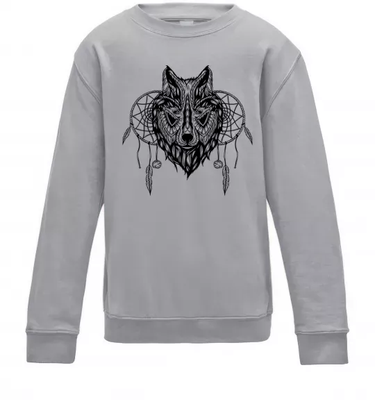 Детский Свитшот Індіанський вовк Серый меланж фото