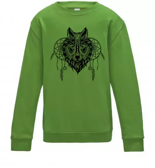 Детский Свитшот Індіанський вовк Лаймовый фото