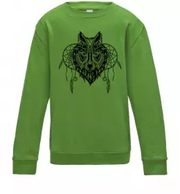 Детский Свитшот Індіанський вовк Лаймовый фото