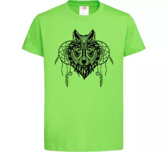 Дитяча футболка Індіанський вовк Лаймовий фото