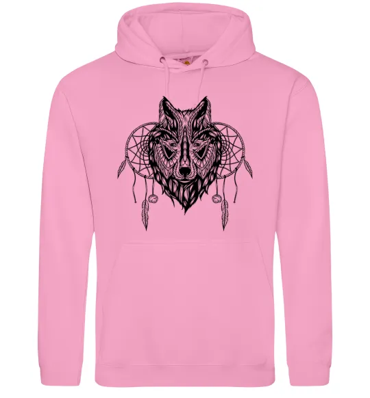 Мужская толстовка (худи) Індіанський вовк Розовый фото