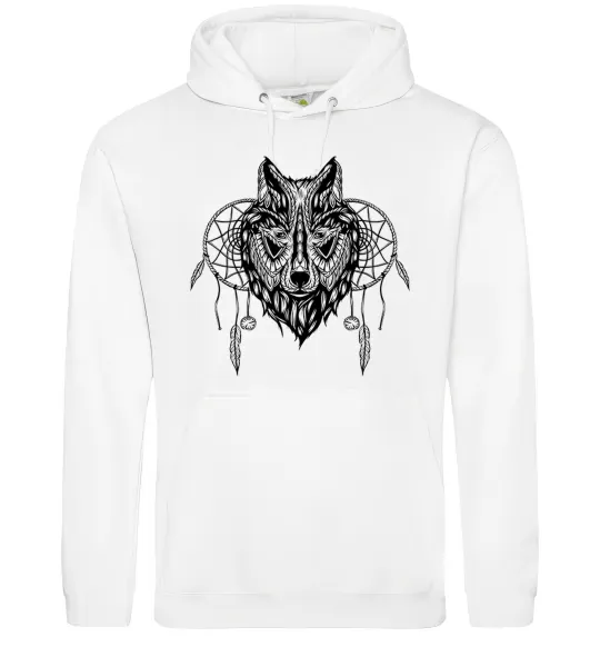 Чоловіча толстовка (худі) Індіанський вовк Білий фото