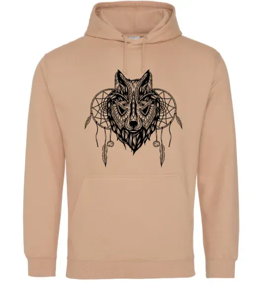 Чоловіча толстовка (худі) Індіанський вовк Пісочний фото