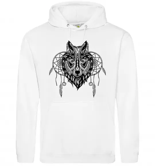 Женская толстовка (худи) Індіанський вовк Белый фото