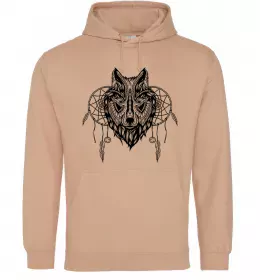 Женская толстовка (худи) Індіанський вовк Песочный фото