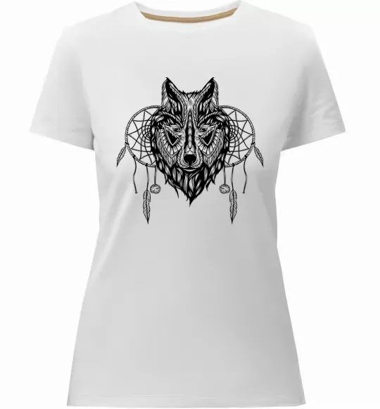 Женская премиум футболка Індіанський вовк Белый фото