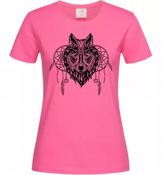 Женская футболка Індіанський вовк Ярко-розовый фото