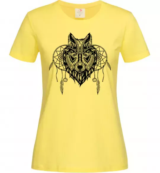 Женская футболка Індіанський вовк Лимонный фото
