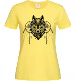 Женская футболка Індіанський вовк Лимонный фото