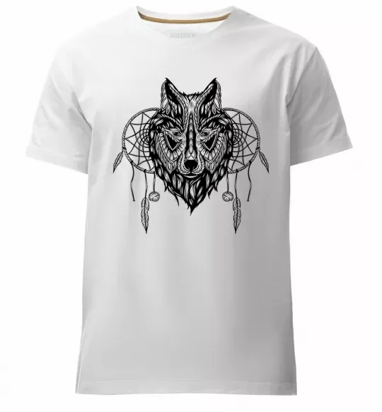 Мужская премиум футболка Індіанський вовк Белый фото