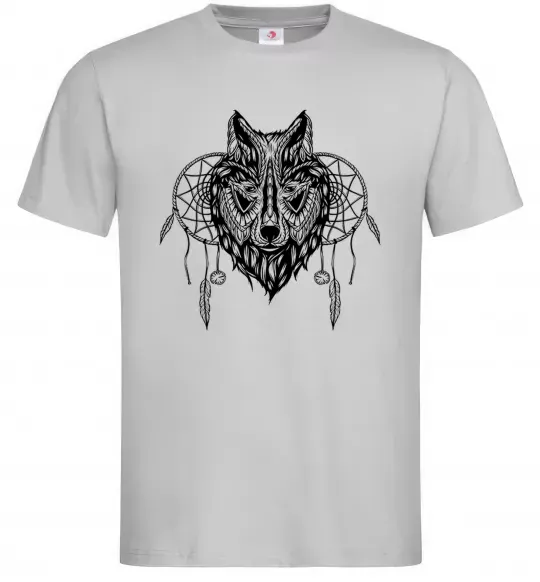 Мужская футболка Індіанський вовк Серый фото