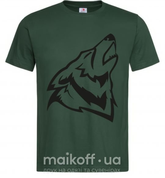 Мужская футболка Воющий волк Темно-зеленый фото