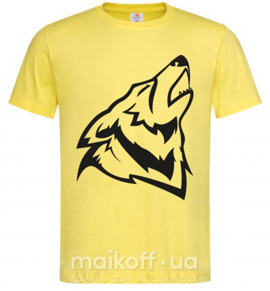 Мужская футболка Воющий волк Лимонный фото