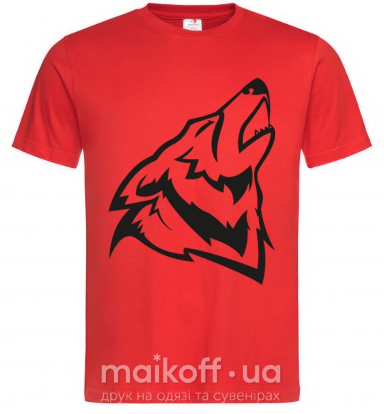 Мужская футболка Воющий волк Красный фото