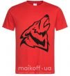 Мужская футболка Воющий волк Красный фото