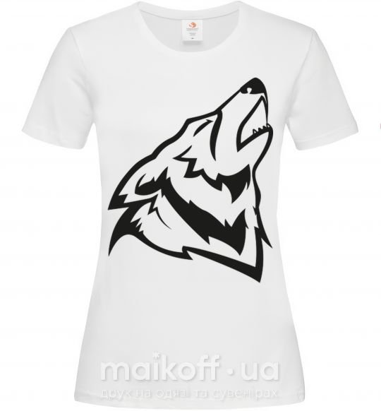 Жіноча футболка Воющий волк Білий фото