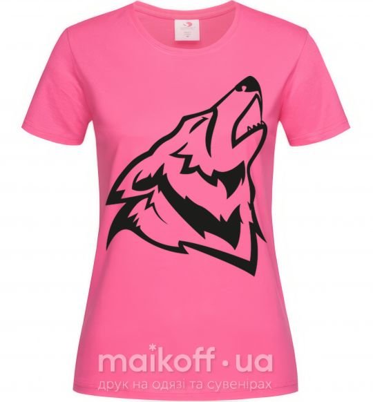 Жіноча футболка Воющий волк Яскраво-рожевий фото