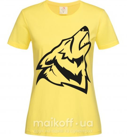 Жіноча футболка Воющий волк Лимонний фото