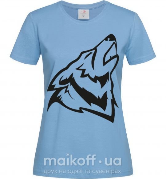Жіноча футболка Воющий волк Блакитний фото