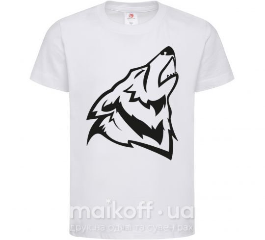 Дитяча футболка Воющий волк Білий фото