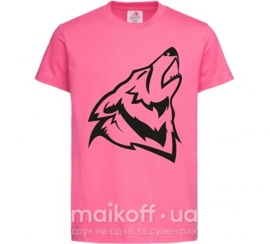 Дитяча футболка Воющий волк Яскраво-рожевий фото