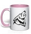 Чашка с цветной ручкой Воющий волк Нежно розовый фото