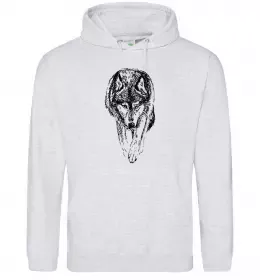 Мужская толстовка (худи) Angry wolf ч/б принт Черный фото