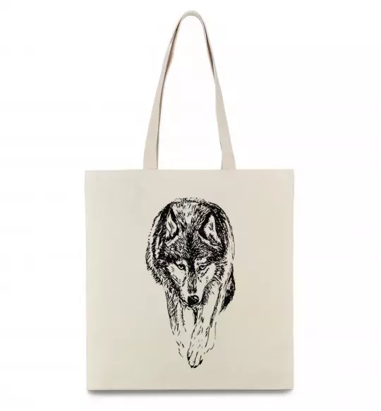 Эко-сумка Вовк йде Бежевый фото
