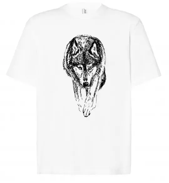 Футболка Оверсайз Вовк йде Білий фото