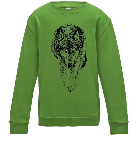 Детский Свитшот Вовк йде Лаймовый фото
