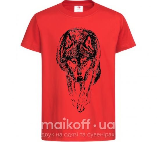 Детская футболка Идущий волк Красный фото