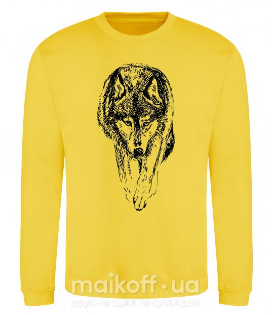 Світшот Идущий волк Сонячно жовтий фото
