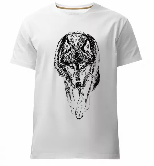 Мужская премиум футболка Вовк йде Белый фото