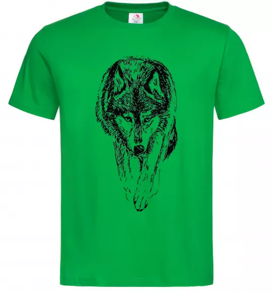 Мужская футболка Вовк йде Зеленый фото