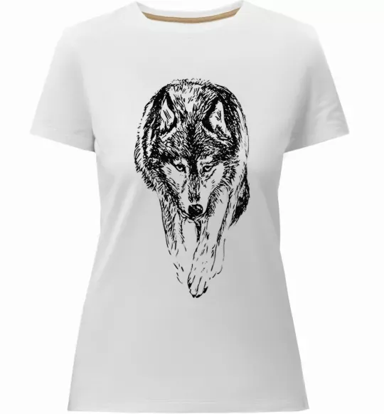Жіноча преміум футболка Вовк йде Білий фото